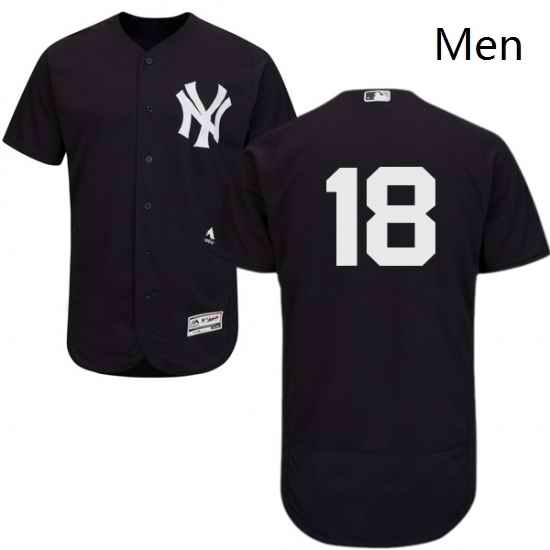 Mens Majestic New York Yankees 18 Johnny Damon Navy Blue Alternate Flex Base Authentic Collection MLB Jersey